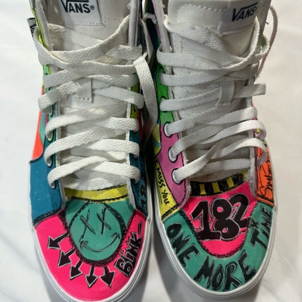 Vans Hand Painted Blink-182 Colorful Graphic Women's Sneakers - Picture 15 of 15